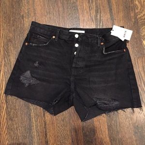 Ashley Moto distressed black high waisted shorts